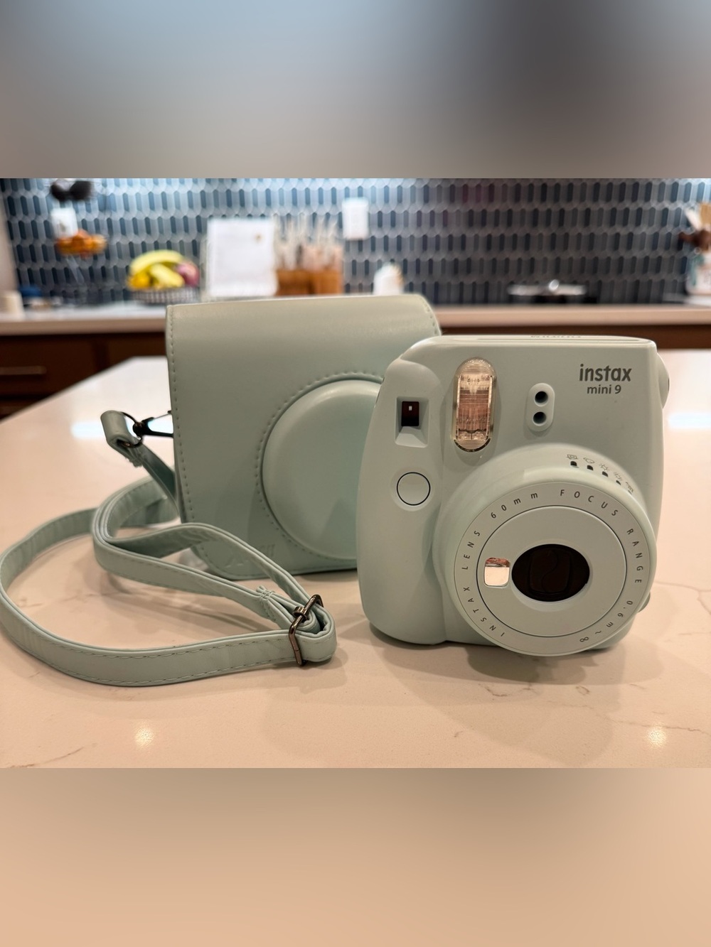 Instax mini 9 Polaroid Camera in Mint Green with Matching Case